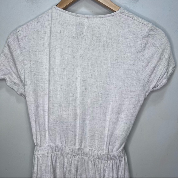 Princess Polly Tie Front Beige Tan Linen Romper Size 6 - Picture 12 of 16